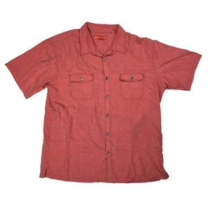 Tori Richard Salmon Red Chest Pocket Button Short Sleeve Shirt Men's Size XL